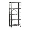 Strong/Foldable 5 Tiers Household Book Shelf Metal Storage Shelving with Wheels