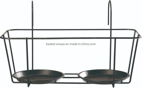 Balcony Flower Metal Wall Basket with Two Plates (Xy11145)