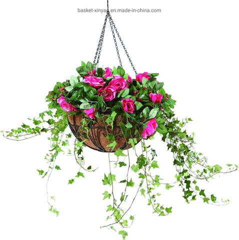 Imperial Garden Metal Hanging Basket with Chains and Coco Liner for Plants