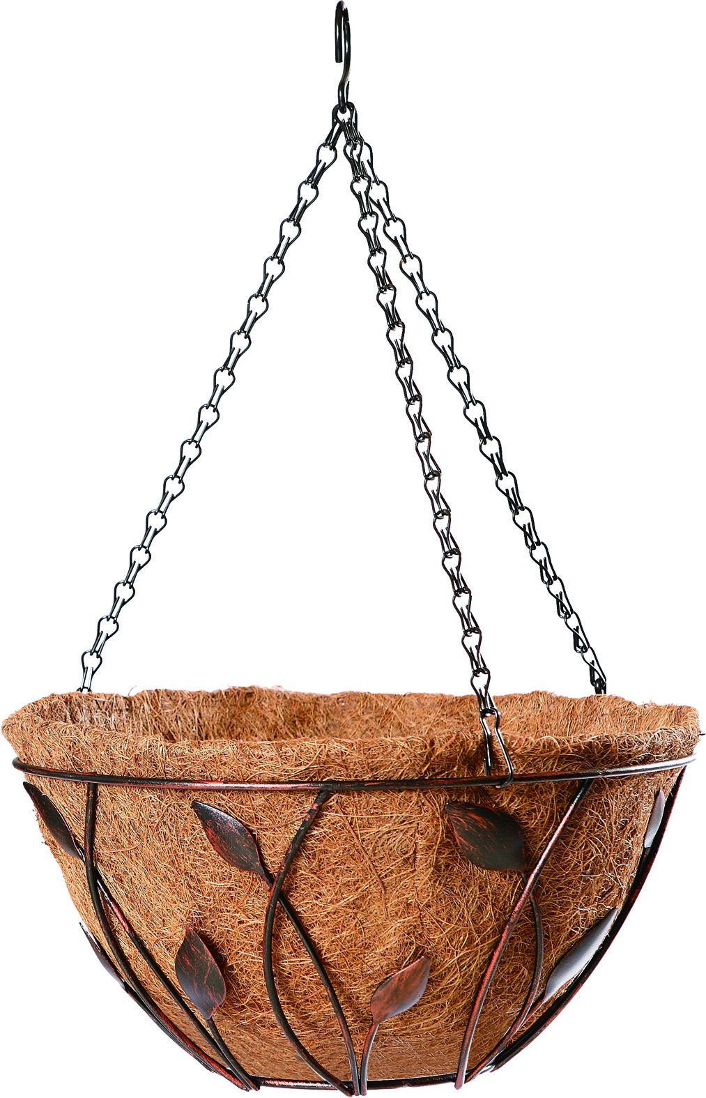 New Leaves-Shaped Garden Metal Hanging Basket with Chain and Coco Liner (2 sizes)