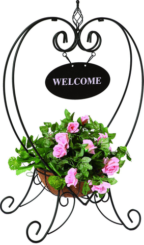 Heart-Shaped Welcome Metal Flower Basket Gardening Ground Planter