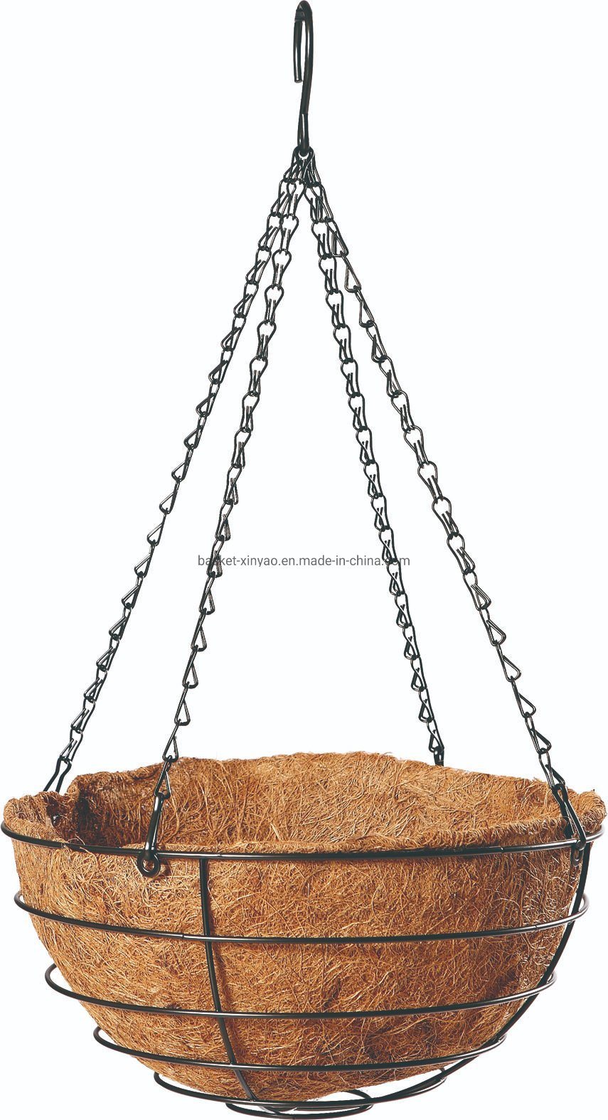 Flowers Iron Wire Hanging Basket with Coco Liner and Chain for Flower Planting (3 sizes)