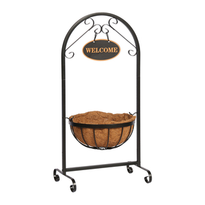 Hot Sales Ground Basket with Coco Liner Outdoor Metal Plant Stand for Flower Pots Holder