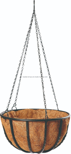 Twisted Iron Wire Hanging Basket with Coco Liner and Chain for outdoor (4 sizes)