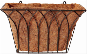 Rectangular Flat Iron Flower Wall Basket with Coco Liner (XY00898)
