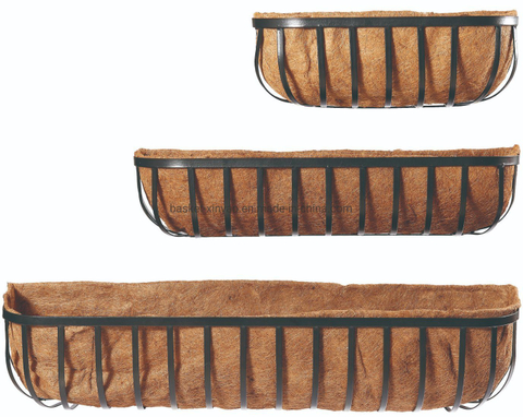 Natural Coconut Liner Iron Garden Pots Metal Wall Flower Basket with Coconut Coir (3 Sizes)