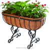 Rectangular Metal Flower Basket Planter Stand with Two Legs and Coco Liner