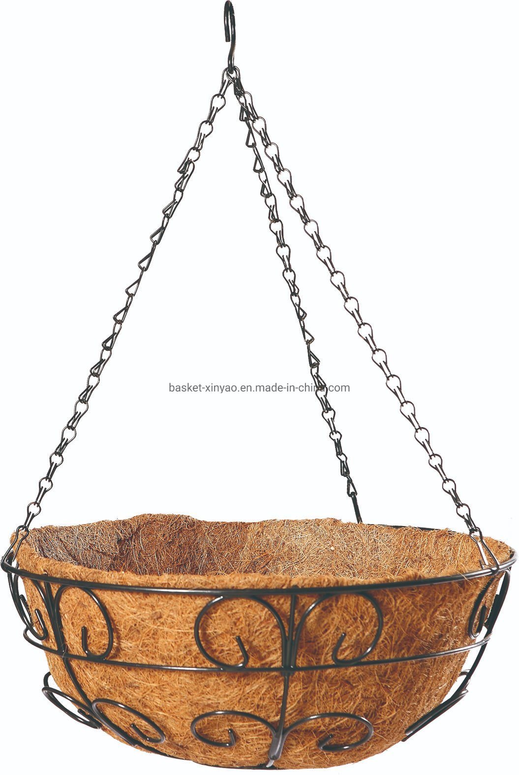 Garden Decoration Iron Wire Hanging Basket with Coco Liner and Chain (3 sizes)
