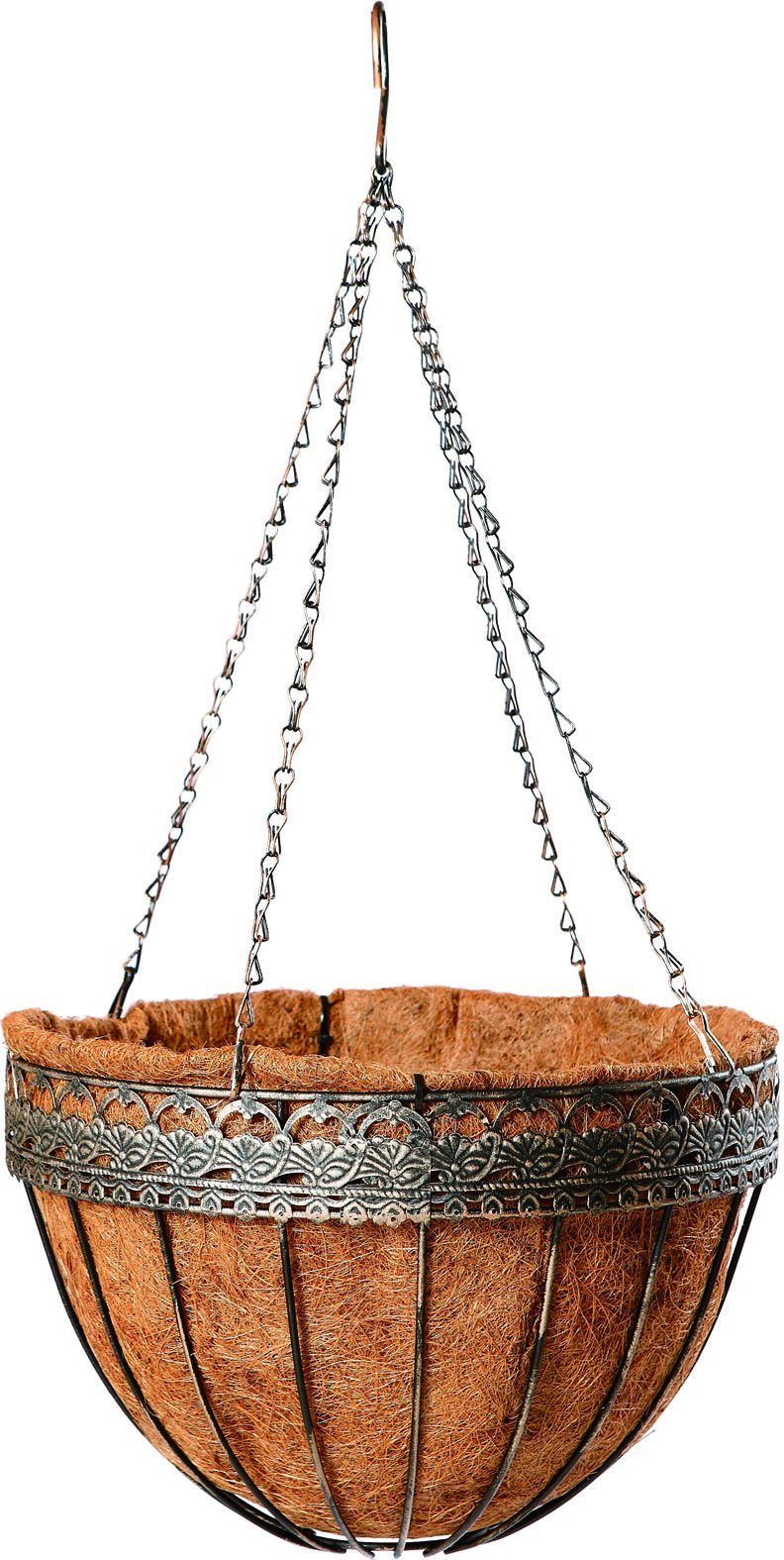 Thick Edge Hanging Flower Basket with Coco Liners and Chain (BH090013)