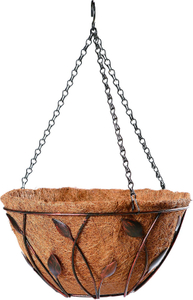 New Leaves-Shaped Garden Iron Wire Hanging Basket with Chain and Coco Liner (2 sizes)