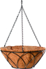 Modern Wrought Iron Hanging Flower Basket with Chain and Coco Liner For Outdoor