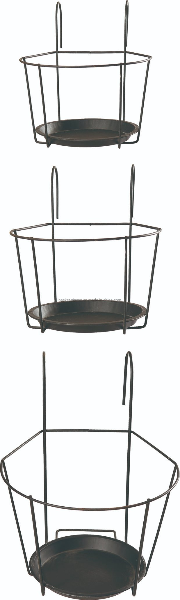 Balcony Flower Metal Wall Basket with a Plate (Xy11148/Xy11146/Xy12923)