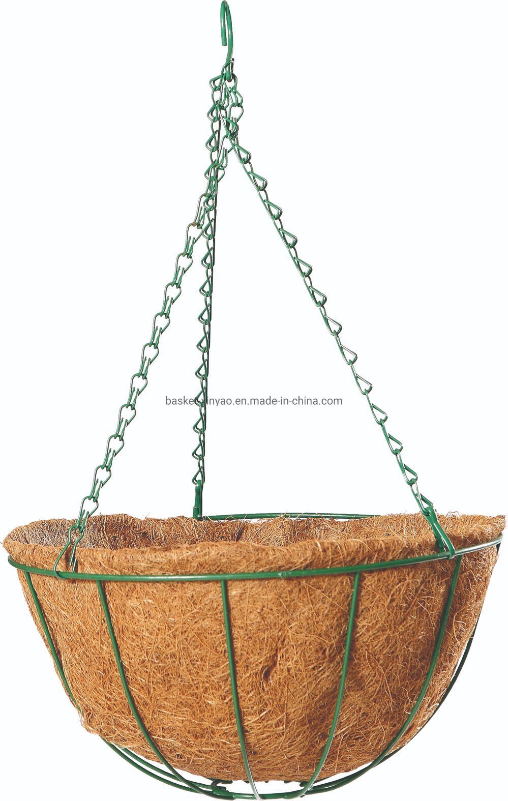 Garden Plant Iron Wire Hanging Basket with Chains and Coco Liner Metal Flower Planter (3 Sizes)