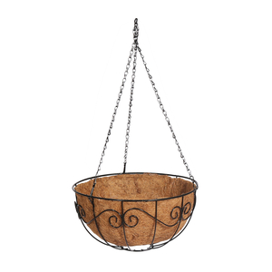Iron Christmas Type metal garden hanging basket with Coco Liner for outdoor