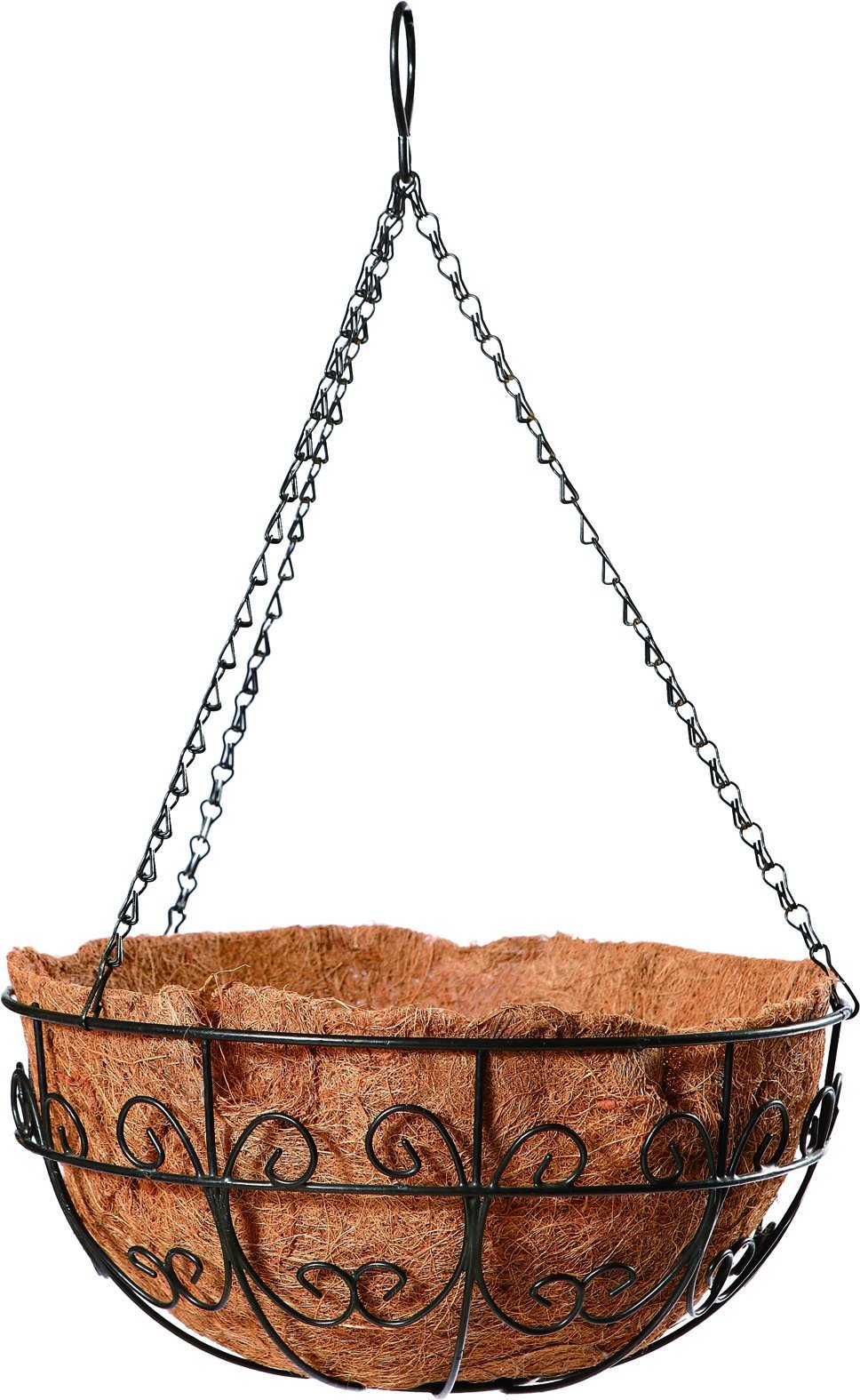 Garden Metal Planter Iron Wire Hanging Basket with Chains and Coco Liner (3 sizes)