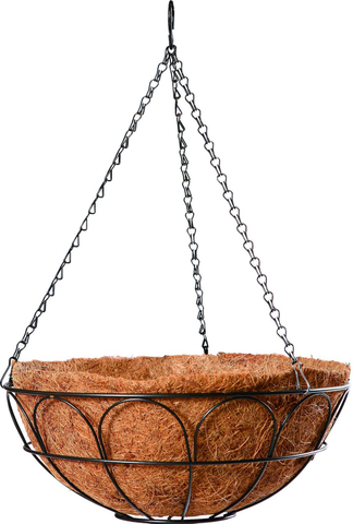 Brief Style Garden Iron Wire Hanging Basket with Chains and Coco Liner for Home Gardening