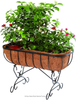 Rectangular Metal Flower Planter with Two Legs and Coco Liner Ground Basket