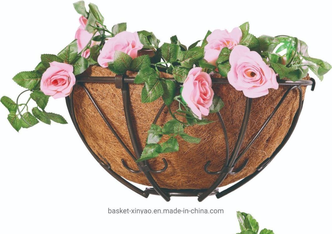 Metal Half Round Planters Iron Wall Basket with Coco Liner (BW090010)