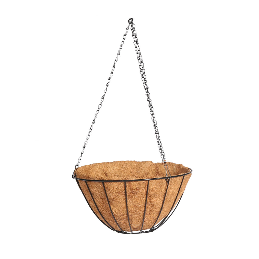 Patio Garden Outdoor Flower Pots Metal Iron Wire Coconut Hanging Plant Basket (2size)