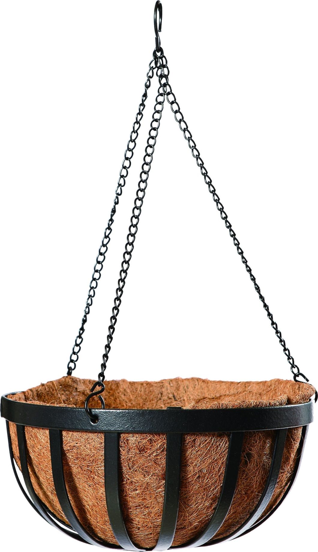 Eco-Friendly Coconut Fiber Flower Pot Iron Hanging Planter Decorative Band Iron Hanging Baskets with Coco Liner (3 Sizes)