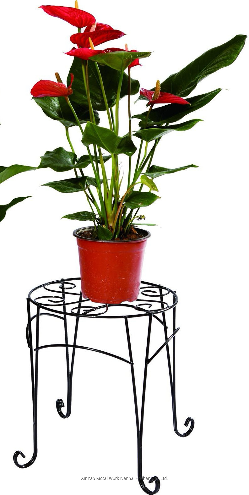 Round Metal Flower Ground Basket Iron Planter Stand (FS090010)