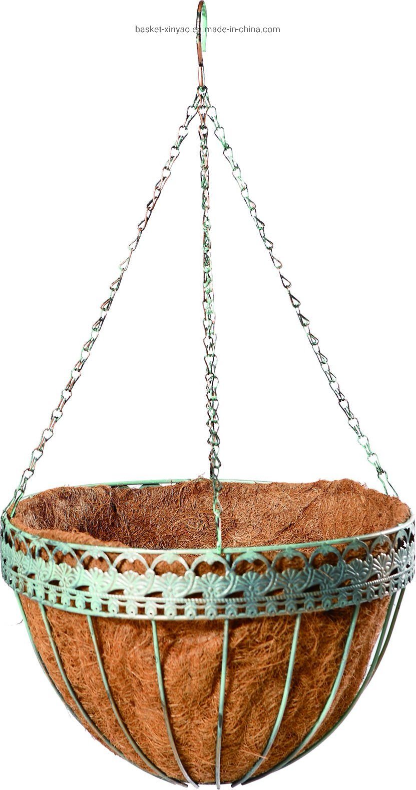 Laced Garden Metal Planter with Chains and Coco Liner (BH090039)
