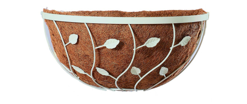 Half Round Metal Wall Basket with Leaf-Shaped and Coco Liner (BW090090)